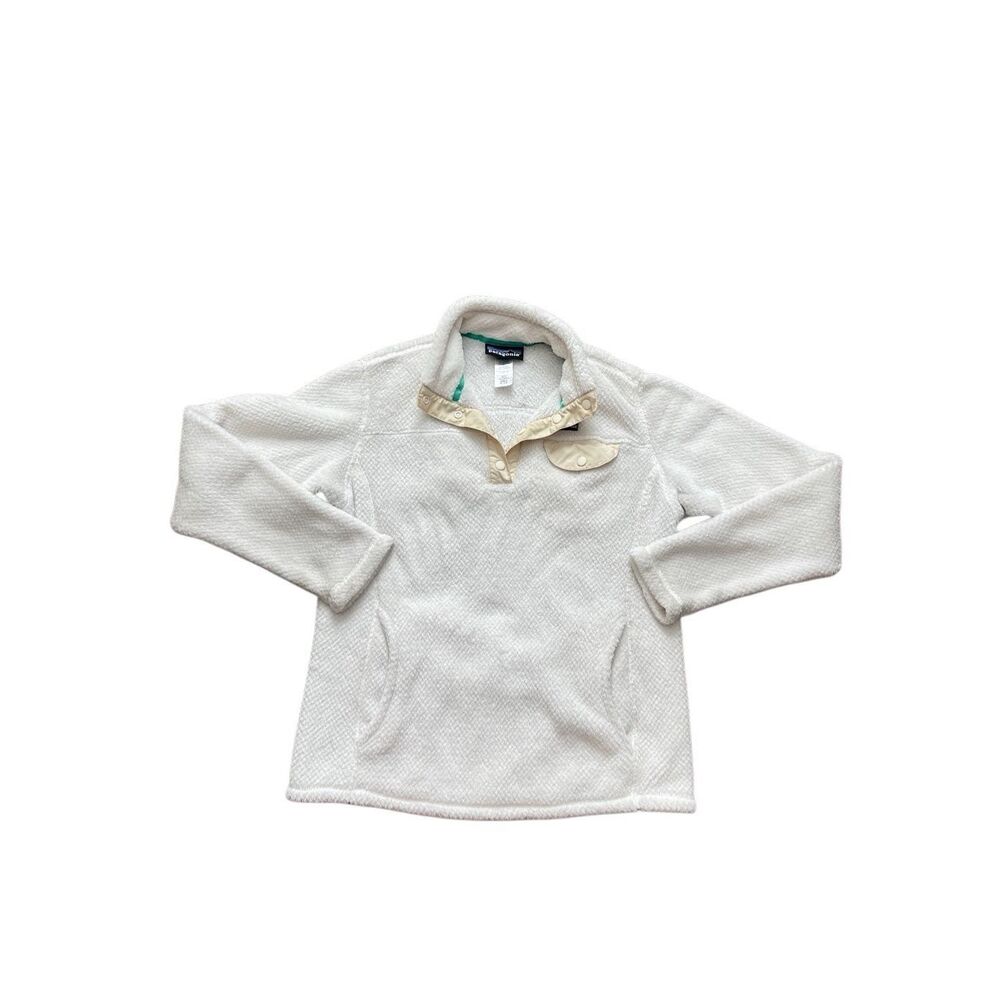 Patagonia Girls’ XL (14) White Fleece Snap-T Pullover Jacket